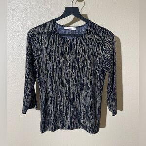 Leggiadro Navy and Cream Striped Blouse